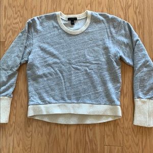 J Crew Grey and Cream Cropped Sweater